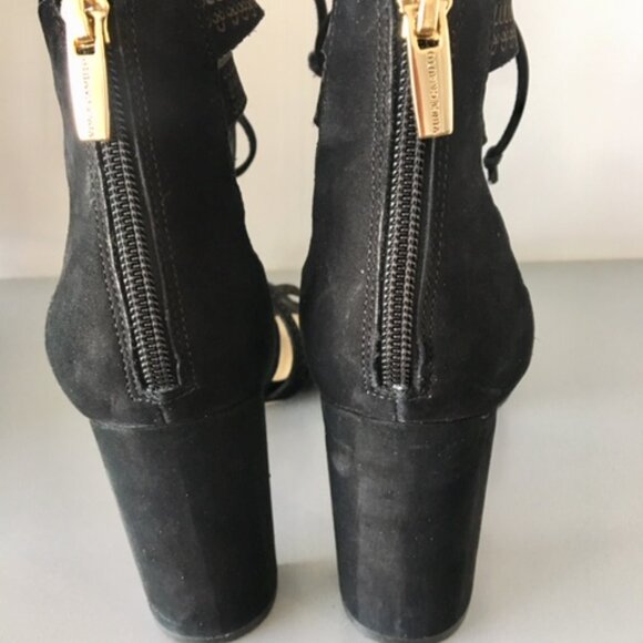 Vince Camuto Black suede lace up/strappy heel size 7 - Picture 4 of 12